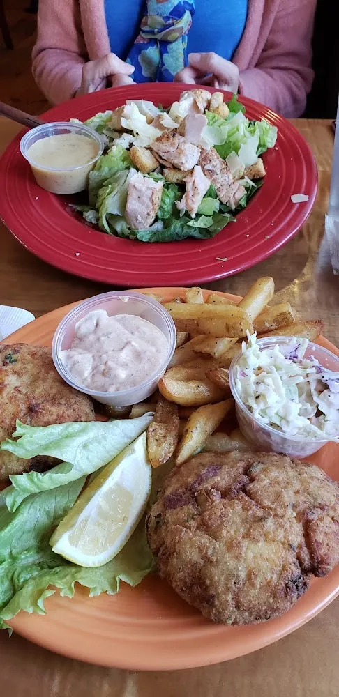 Fish Cakes & Salmon Caesar Salad